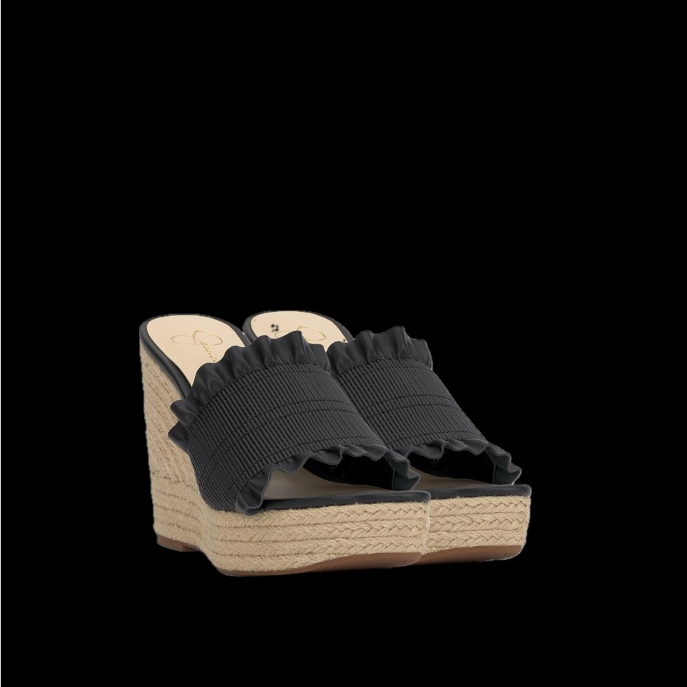 NWT Jessica Simpson black espadrille wedge - Picture 2 of 5